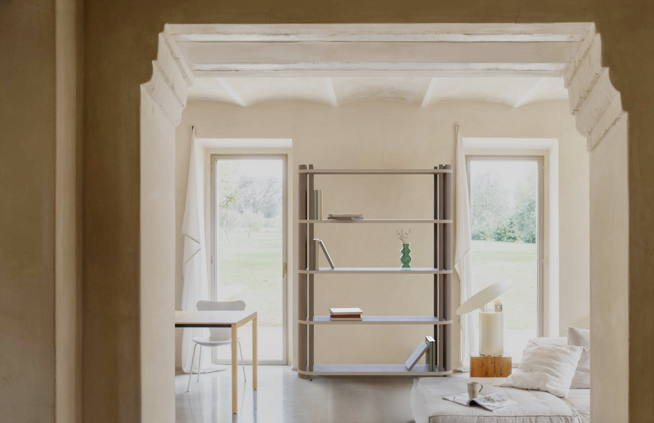 Tùn white bookcase presentation