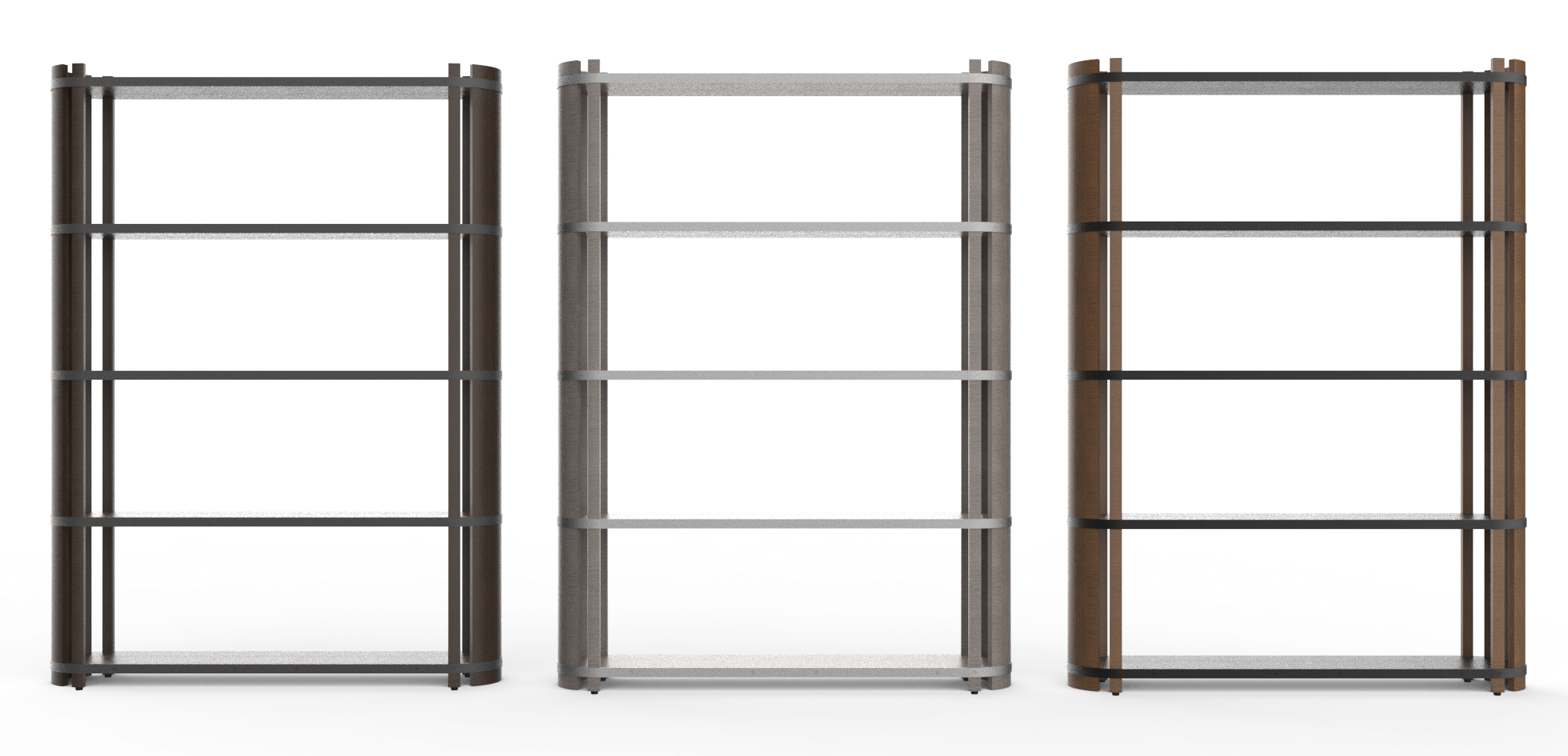 Tùn bookcase in three colour variations